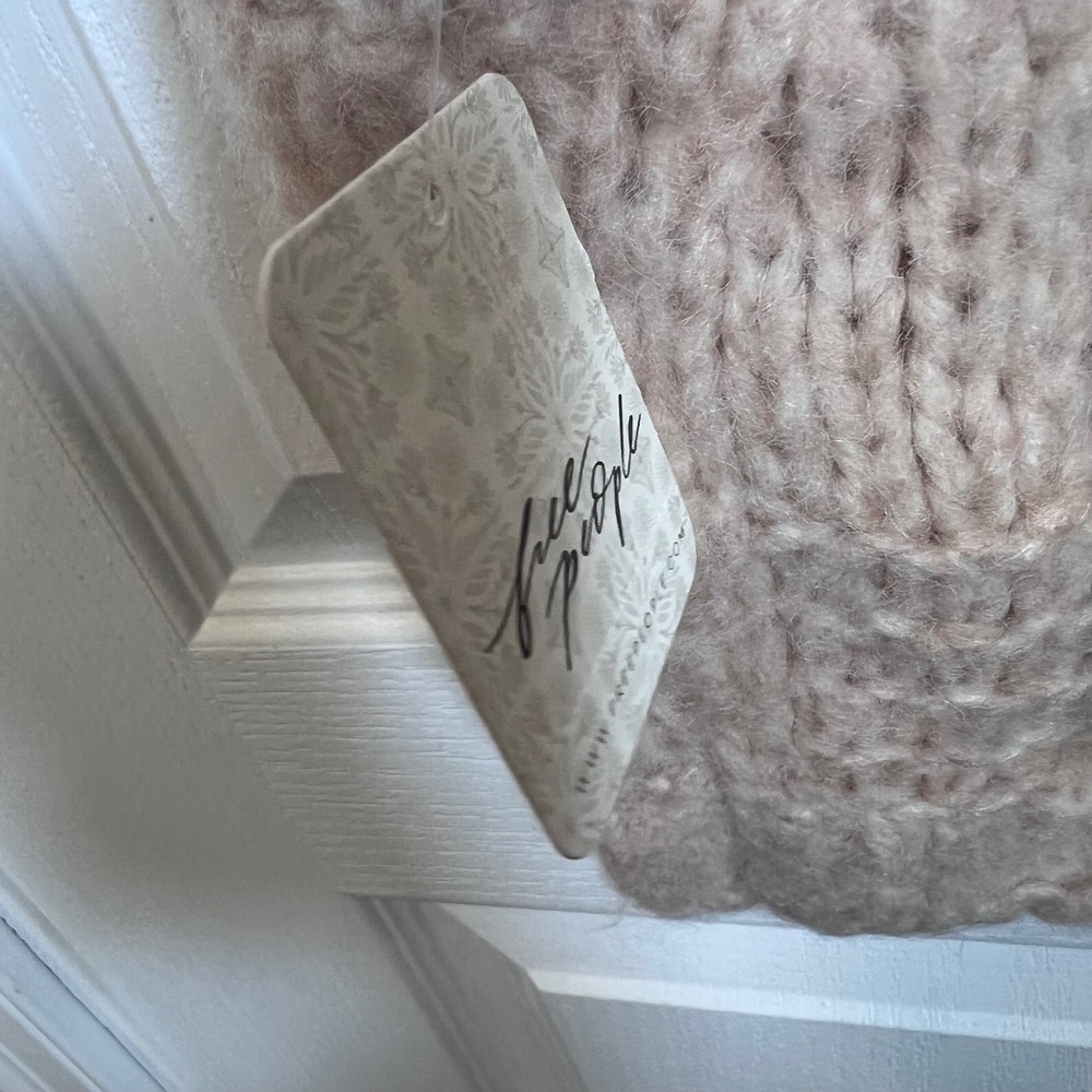 Free People West Coast Vest Powder Puff Cream Chunky Knit Mock Neck New S - Picture 8 of 9